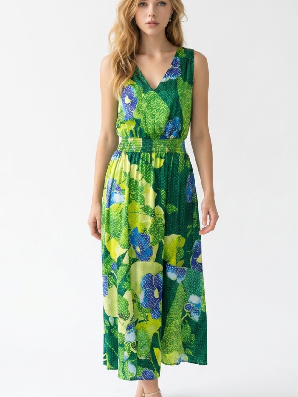 👗NWT🤩 |•WHITE HOUSE BLACK MARKET•| Hi-Lo Maxi Dress Lush Garden Floral Size 6